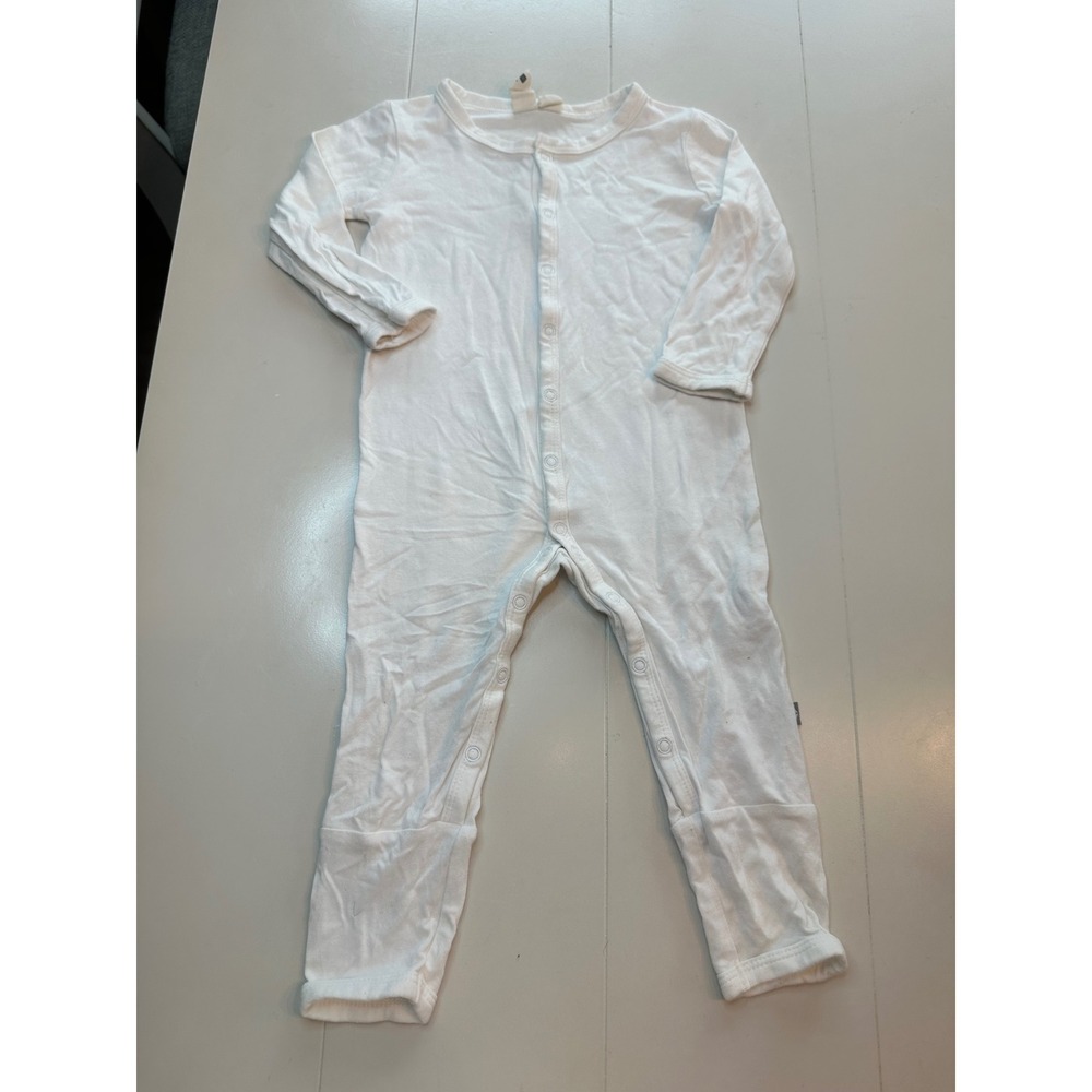 Kyte Baby Romper Kids 6-12M White Good Bamboo Snap Front Long Sleeve Sleepsuit